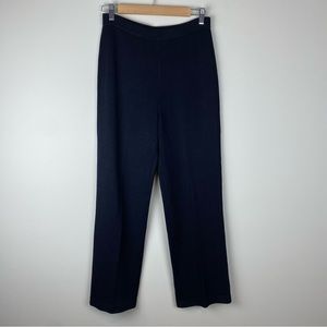 St John Santana Knit Navy Straight Leg Pants Luxury Minimalist Size 2